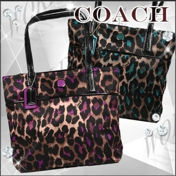 Coach Handbags - Coach-Signture Ocelet Leopard Print Tote Bag 💜🖤